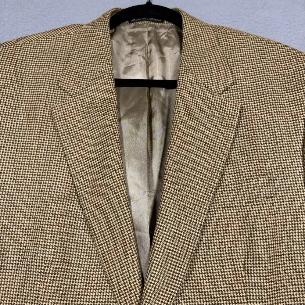 90s VTG Lauren‎ Ralph Lauren Silk Wool Brown Tweed Blazer Suit Jacket Coat 44 L